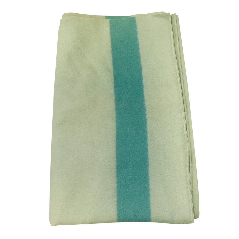 Vintage Green/Blue Wool 4 Point Blanket 40s 50s